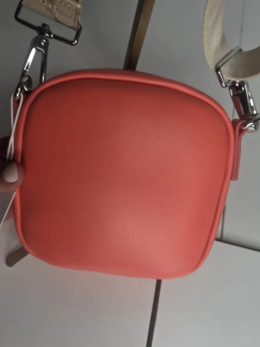 Marimekko Coral Crossbody Bag with Beige Strap
